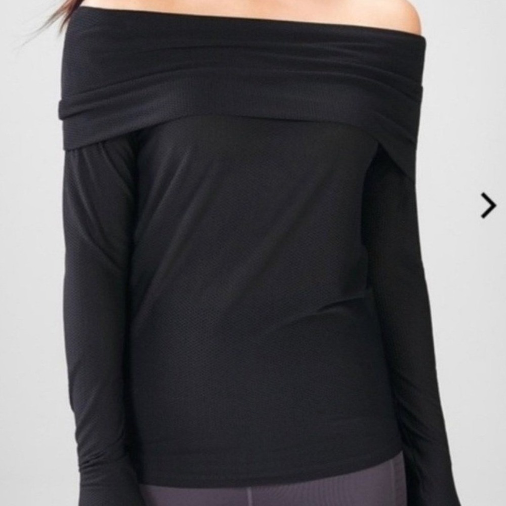 Fabletics Demi Lovato Annabelle Mesh Long Sleeve Top Black Cowl Hood M LS1827880
